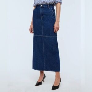 Madewell Denim Carpenter Maxi Skirt in Hadlon Wash
